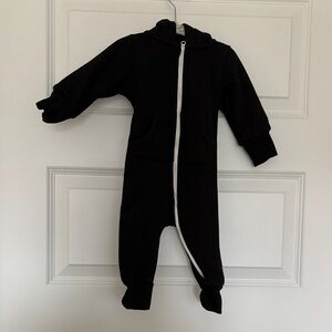 Hooded Black Kids Footed Onesie